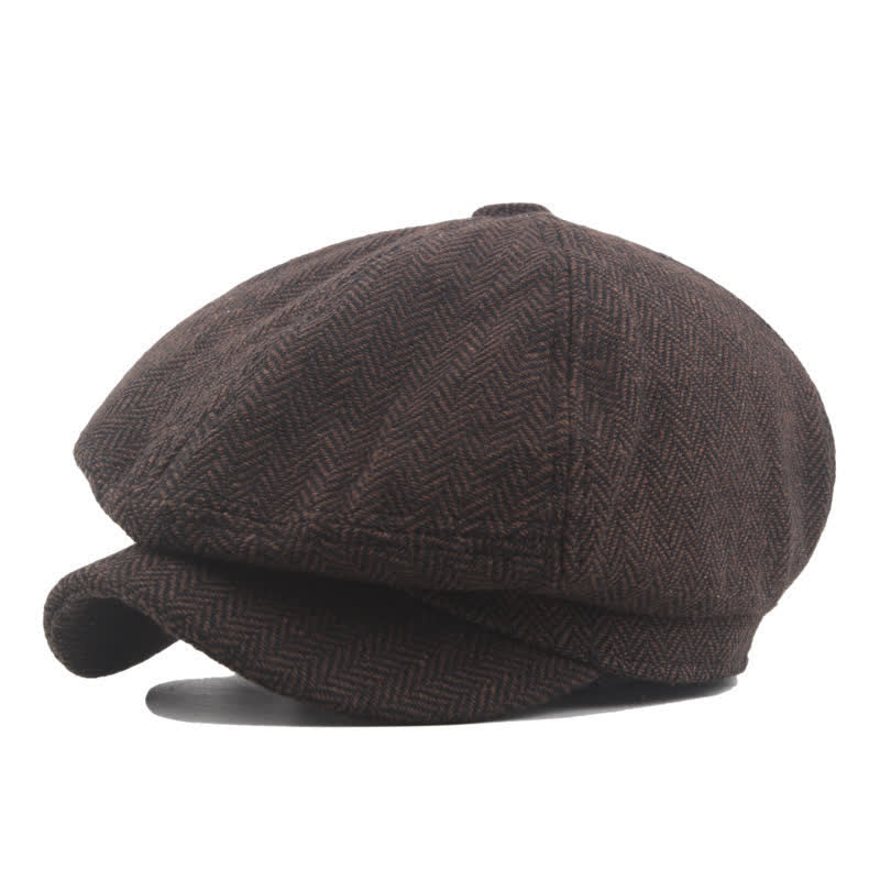 Cappello basco ottagonale classico a spina di pesce di mezza età - Marrone - L (23 1/4"-23 5/8") - image 1