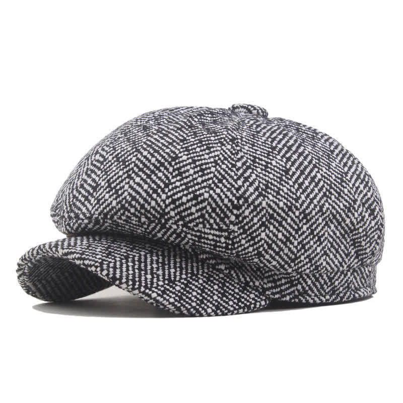 Elegante berretto ottagonale in cotone con motivo a spina di pesce - Grigio - L (23 1/4"-23 5/8") - image 0