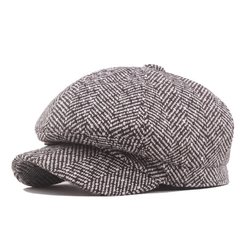 Elegante berretto ottagonale in cotone con motivo a spina di pesce - Caffè - L (23 1/4"-23 5/8") - image 2