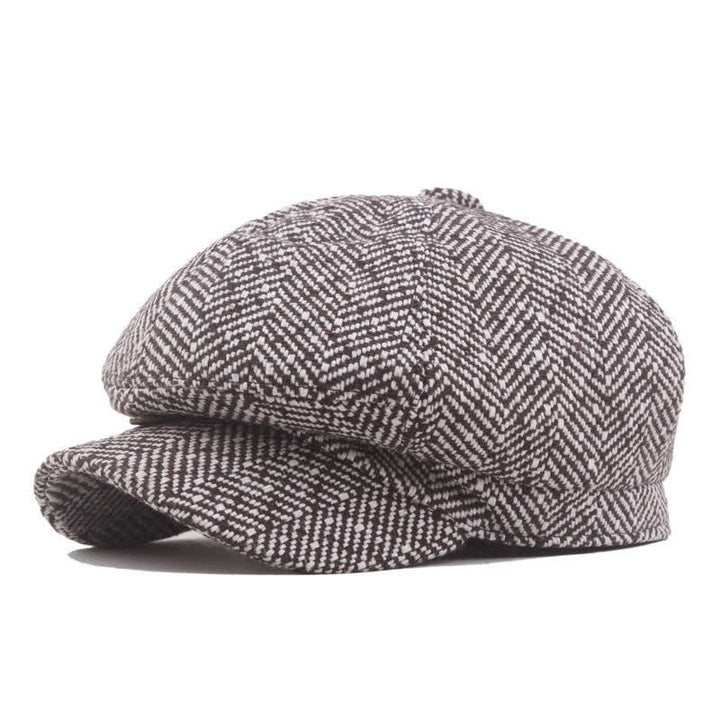 Elegante berretto ottagonale in cotone con motivo a spina di pesce - Caffè - L (23 1/4"-23 5/8") - image 2