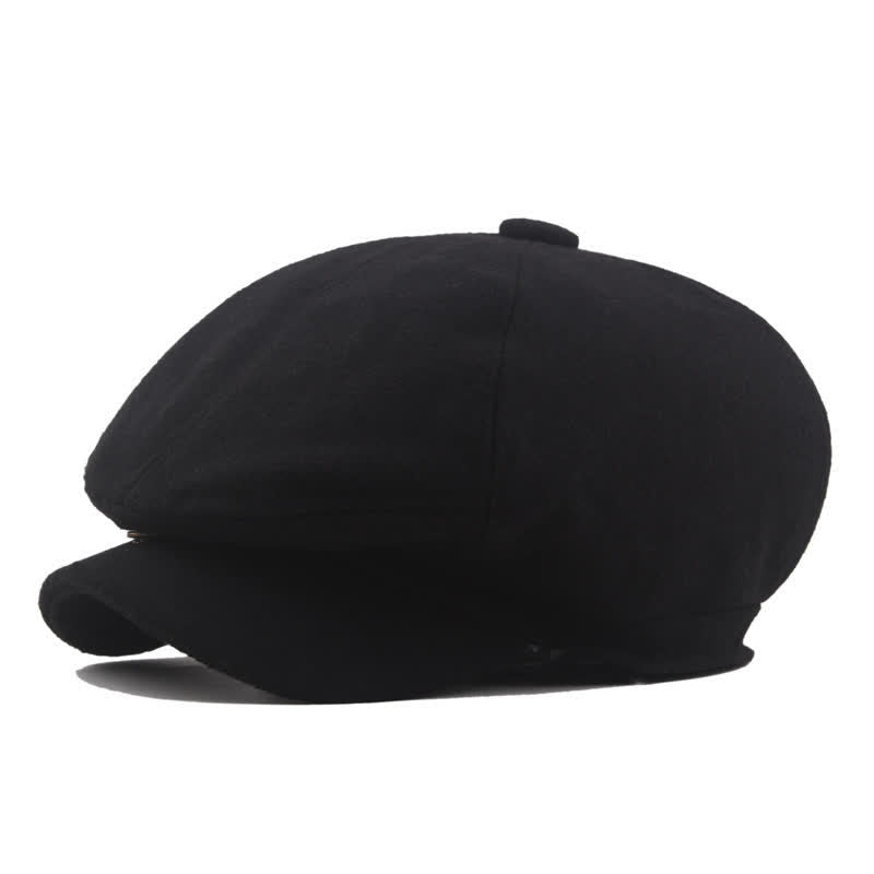 Cappello basco ottagonale da tassista classico vintage senza tempo - Nero - L (23 1/4"-23 5/8") - image 1