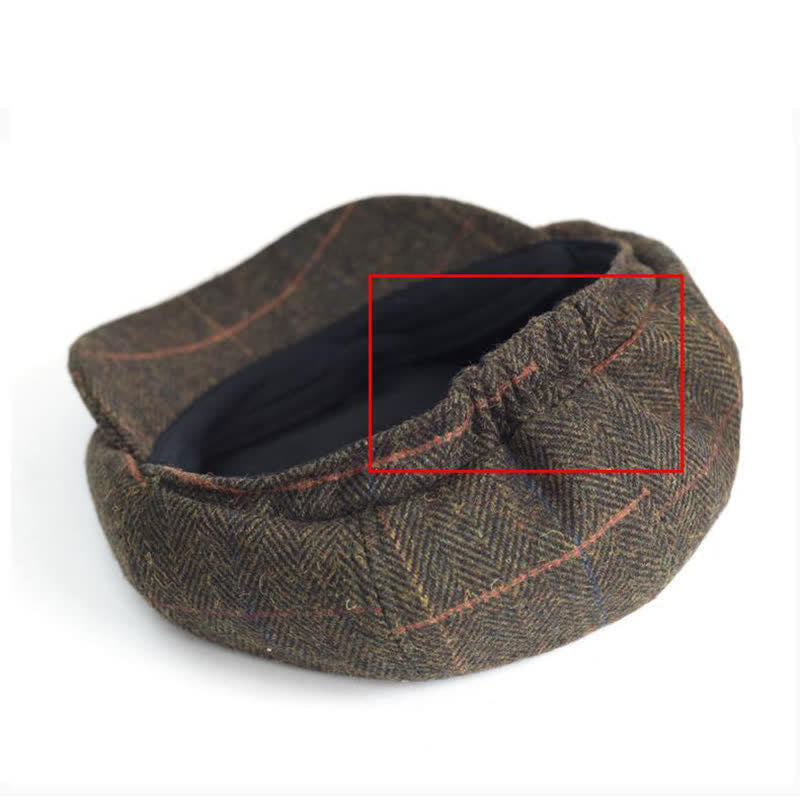 Cappello basco ottagonale in misto lana calda a spina di pesce e a quadri - image 5