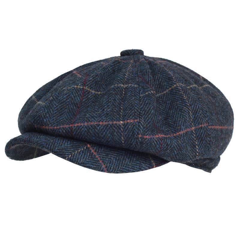 Cappello basco ottagonale in misto lana calda a spina di pesce e a quadri - Marina - Regolabile (22 1/2"-23 5/8") - image 0