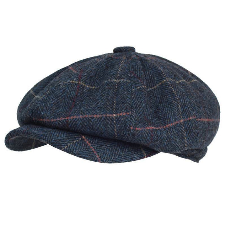Cappello basco ottagonale in misto lana calda a spina di pesce e a quadri - Marina - Regolabile (22 1/2"-23 5/8") - image 0
