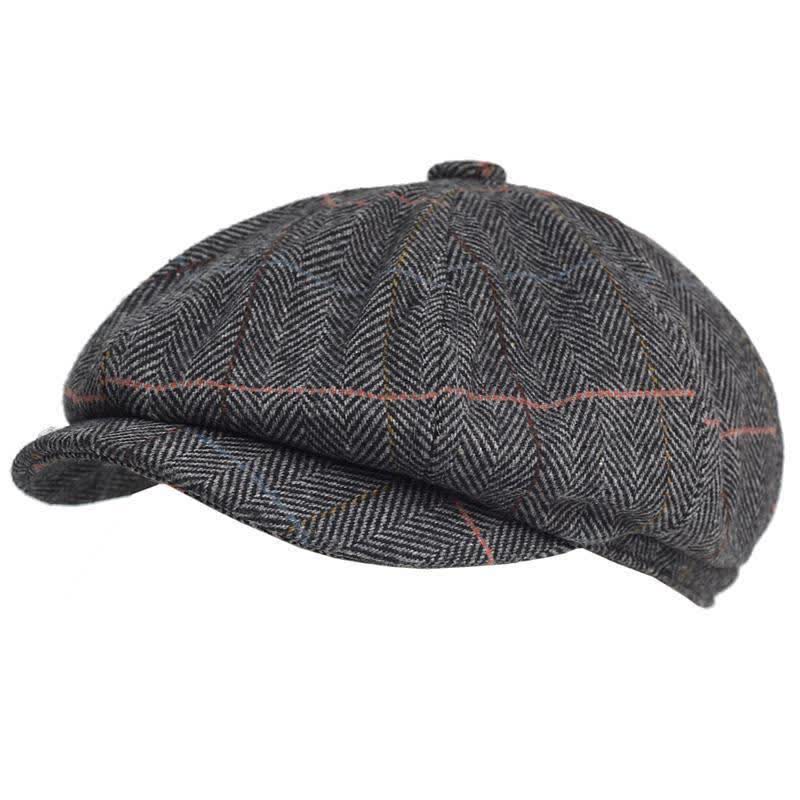 Cappello basco ottagonale in misto lana calda a spina di pesce e a quadri - Grigio - Regolabile (22 1/2"-23 5/8") - image 7