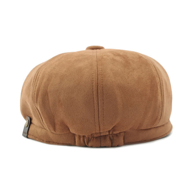 Cappello basco ottagonale in pelle scamosciata tinta unita in stile retrò - image 5