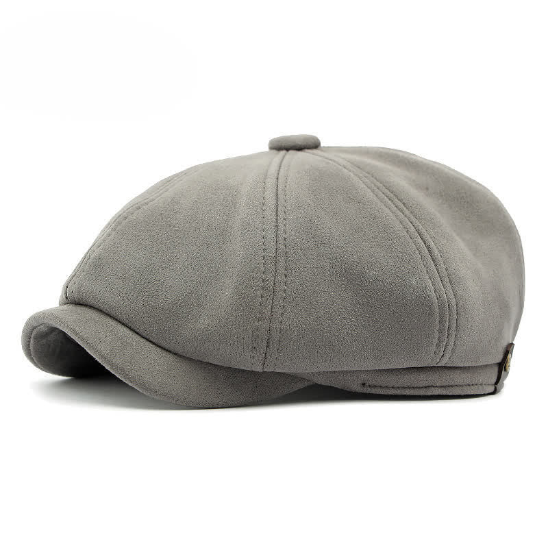Cappello basco ottagonale in pelle scamosciata tinta unita in stile retrò - Grigio - Regolabile (21 5/8"-23 1/4") - image 12