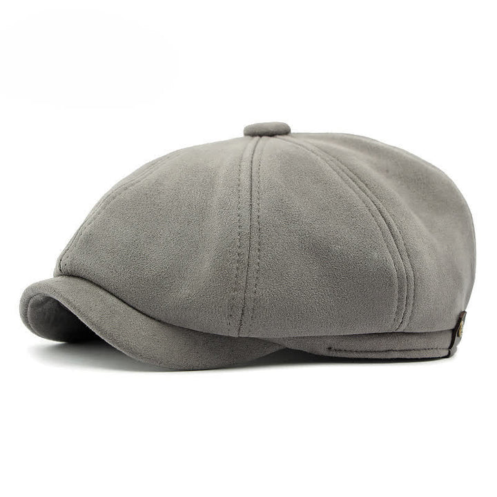 Cappello basco ottagonale in pelle scamosciata tinta unita in stile retrò - Grigio - Regolabile (21 5/8"-23 1/4") - image 12