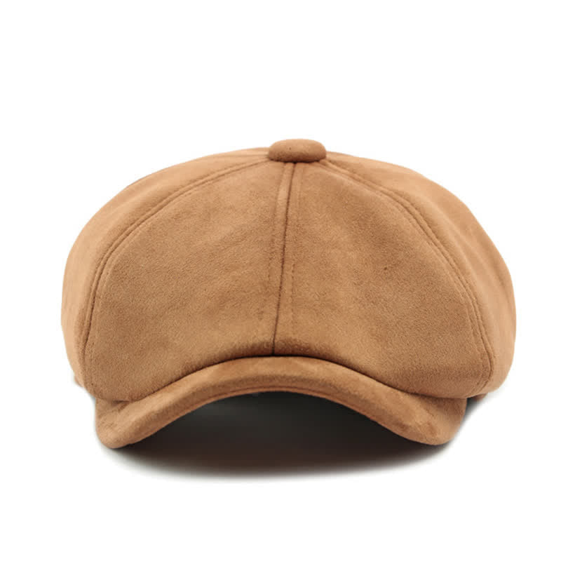 Cappello basco ottagonale in pelle scamosciata tinta unita in stile retrò - image 1