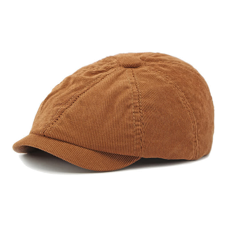 Cappello berretto ottagonale da strillone in velluto a coste - Cioccolato - Regolabile (21 5/8"-23 1/4") - image 0