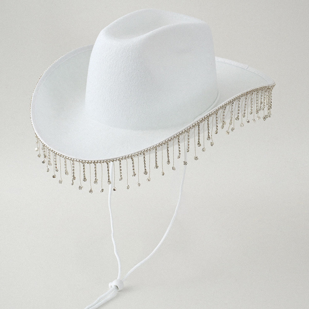Adesivo con lettera digitale fai da te con nappa di perle e cappello da cowboy - Bianco - M (22"-22 7/8") - image 1
