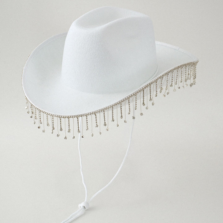 Adesivo con lettera digitale fai da te con nappa di perle e cappello da cowboy - Bianco - M (22"-22 7/8") - image 1
