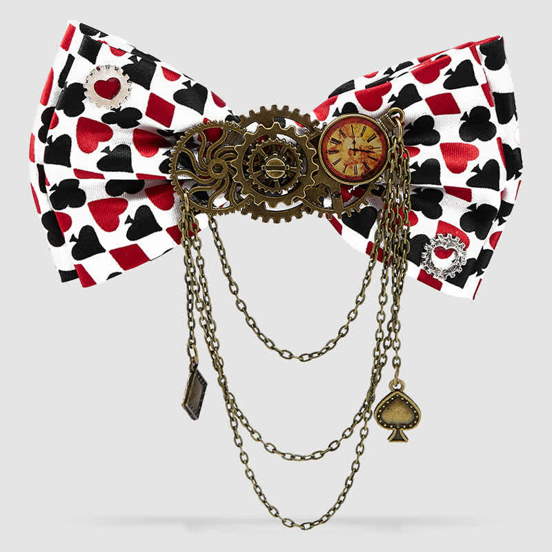 Papillon con ingranaggi da poker punk per feste in costume retrò - Rosso - image 0