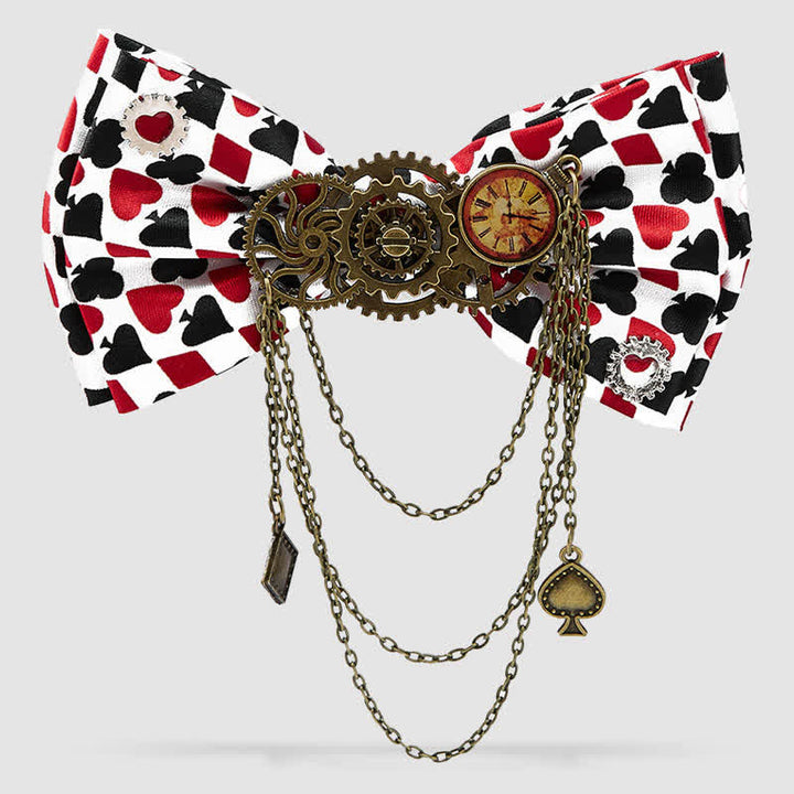 Papillon con ingranaggi da poker punk per feste in costume retrò - Rosso - image 0