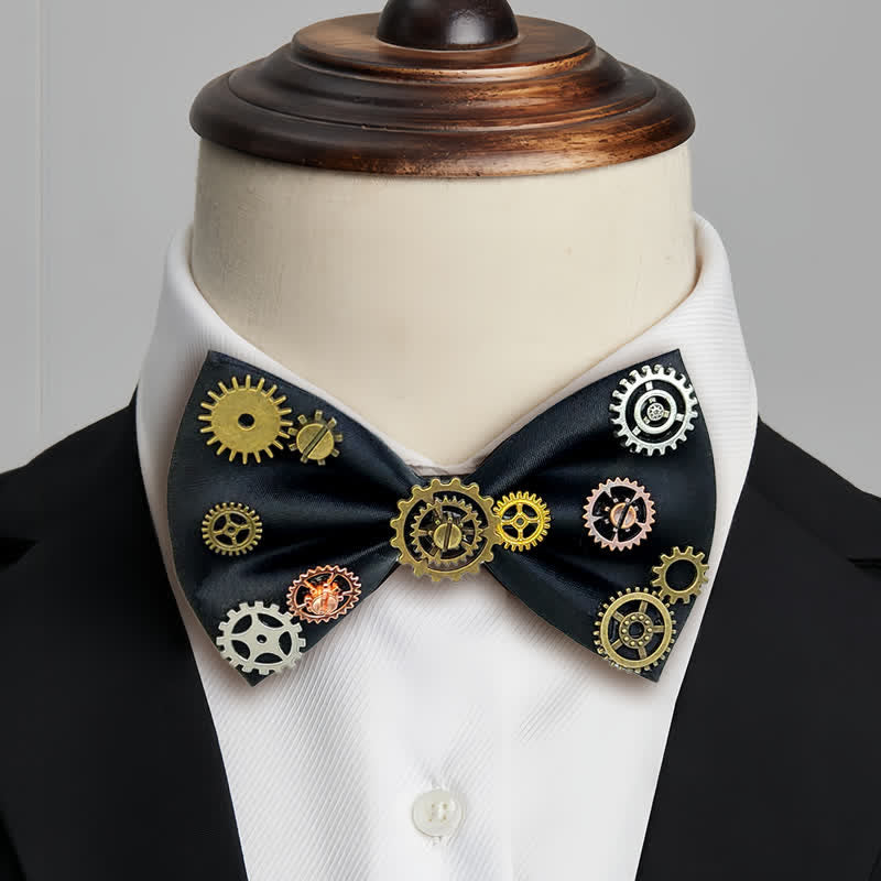 Papillon decorato con equipaggiamento steampunk in stile industriale - Nero - image 0
