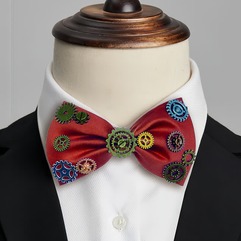 Papillon decorato con equipaggiamento steampunk in stile industriale - Rosso - image 6
