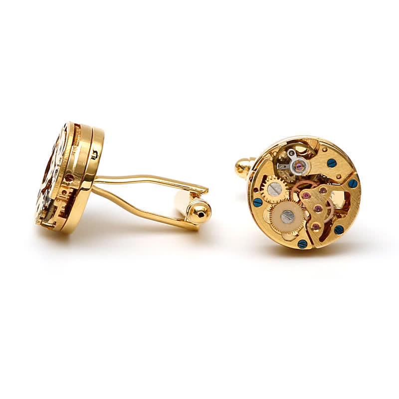 Gemelli con ingranaggi meccanici steampunk in oro squisiti - image 7