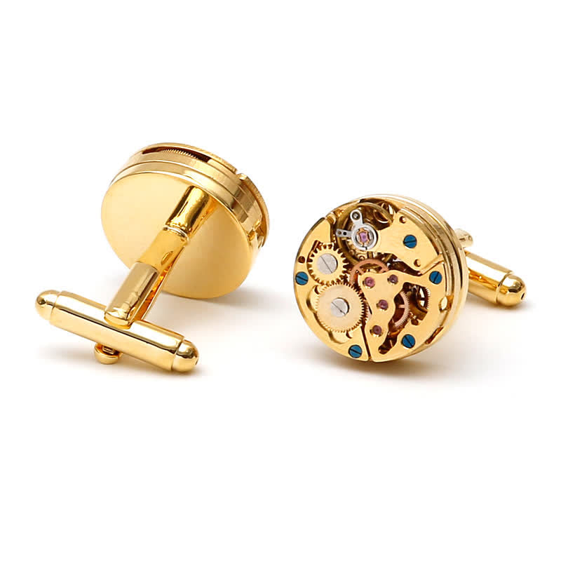 Gemelli con ingranaggi meccanici steampunk in oro squisiti - Oro - image 0