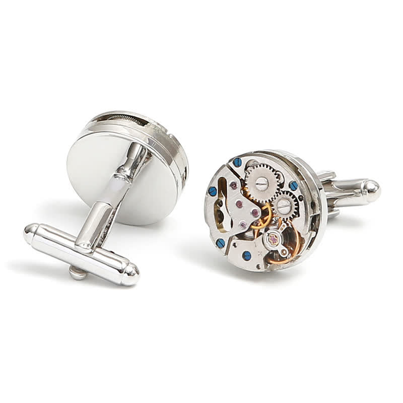 Gemelli con ingranaggi meccanici steampunk in argento squisiti - Argento - image 0