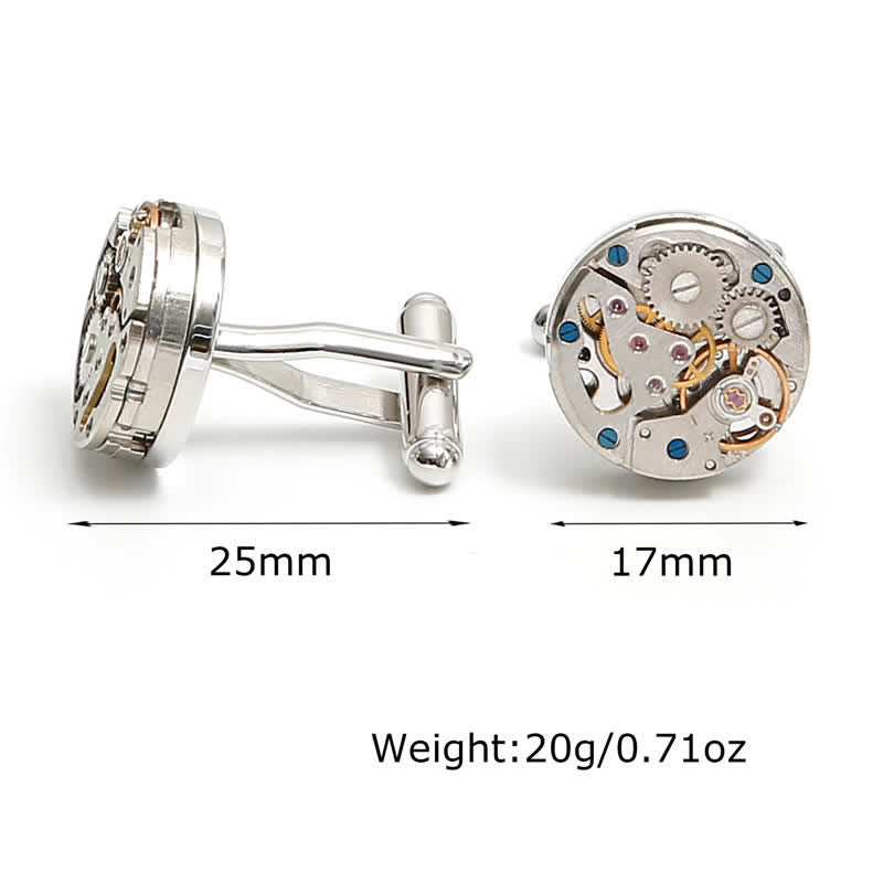 Gemelli con ingranaggi meccanici steampunk in argento squisiti - image 3