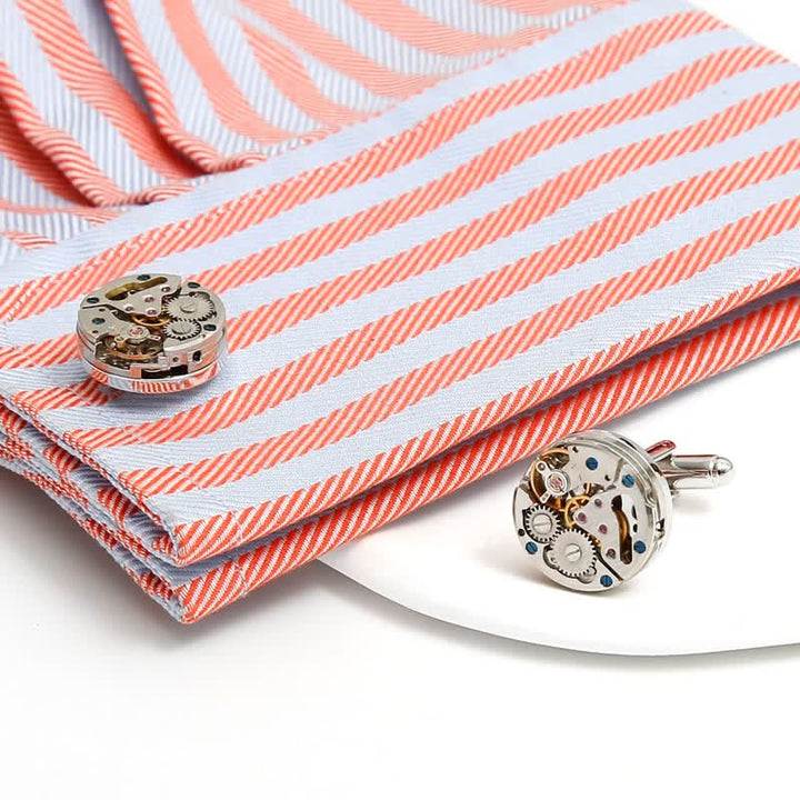 Gemelli con ingranaggi meccanici steampunk in argento squisiti - image 1