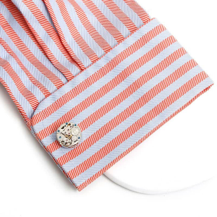 Gemelli con ingranaggi meccanici steampunk in argento squisiti - image 4