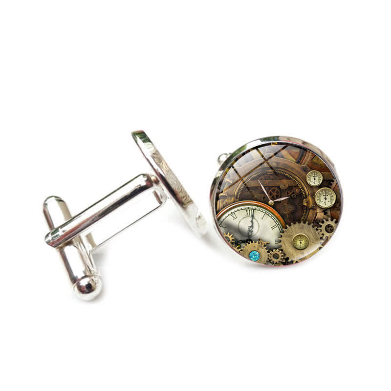 Gemelli con motivo a ingranaggi steampunk vintage - Stile n. 2 - image 5