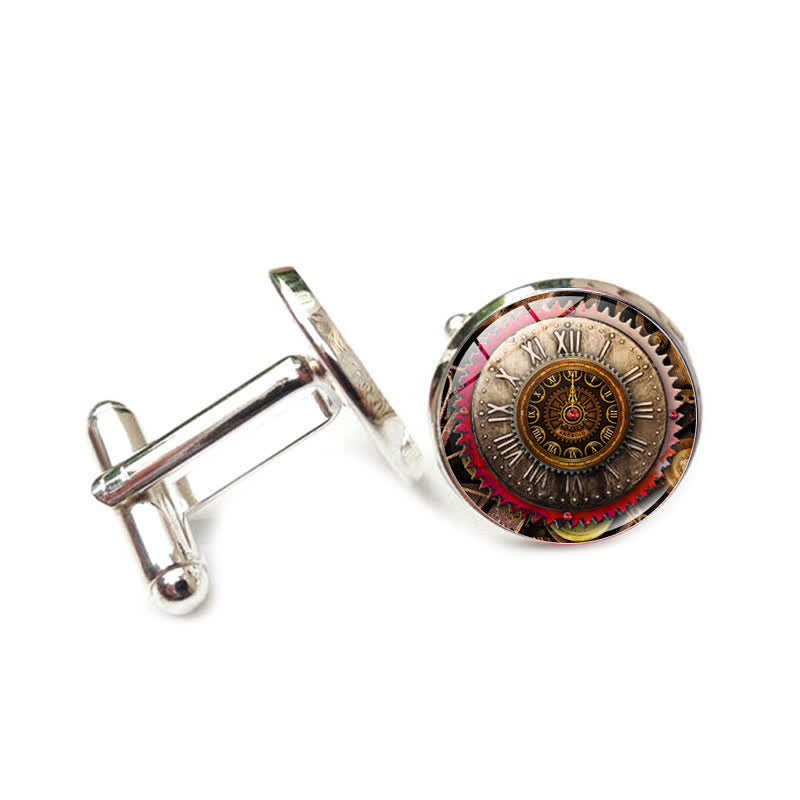 Gemelli con motivo a ingranaggi steampunk vintage - Stile n. 3 - image 6