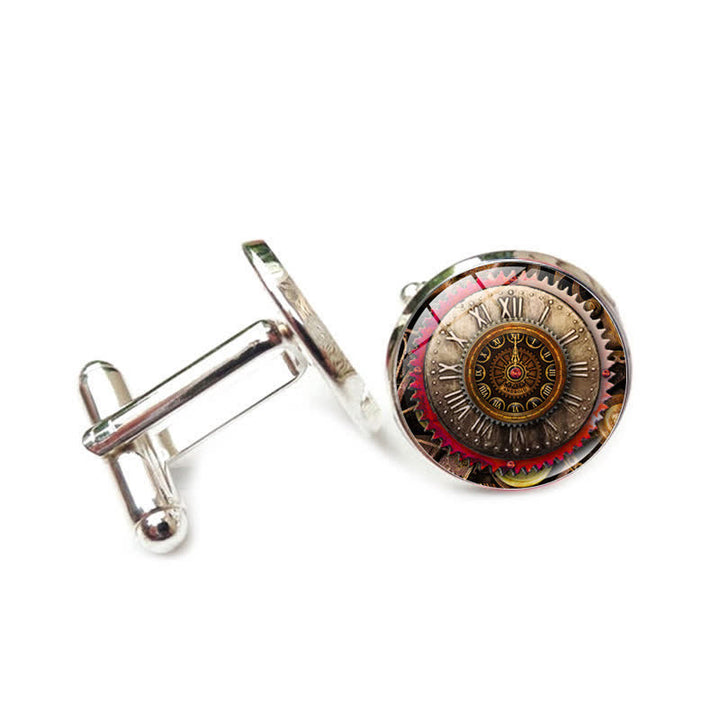 Gemelli con motivo a ingranaggi steampunk vintage - Stile n. 3 - image 6