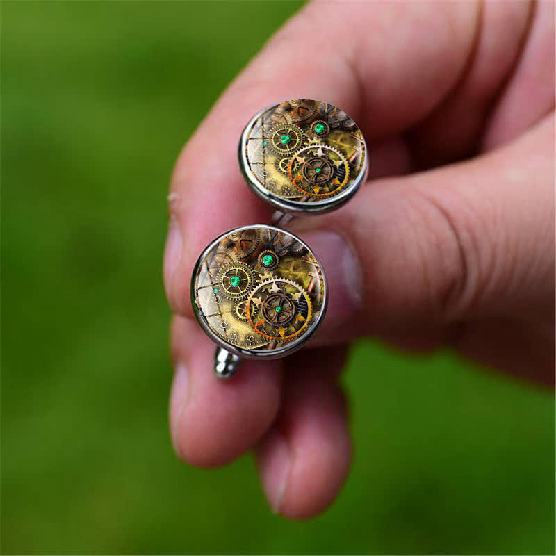 Gemelli con motivo a ingranaggi steampunk vintage - image 4