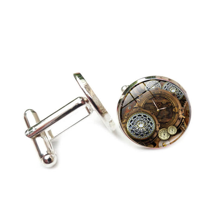 Gemelli con motivo a ingranaggi steampunk vintage - Stile n. 6 - image 9