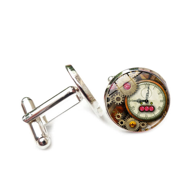 Gemelli con motivo a ingranaggi steampunk vintage - Stile n. 4 - image 7
