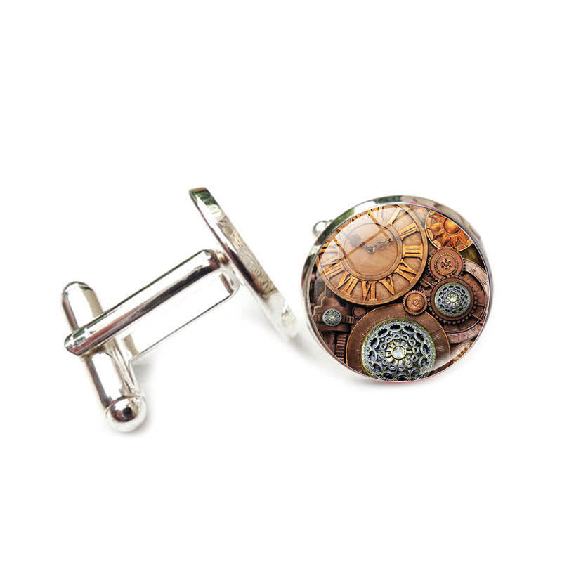 Gemelli con motivo a ingranaggi steampunk vintage - Stile n. 5 - image 8