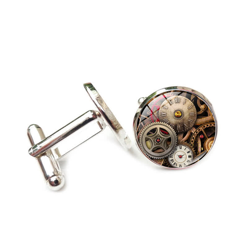 Gemelli con motivo a ingranaggi steampunk vintage - Stile n. 8 - image 11
