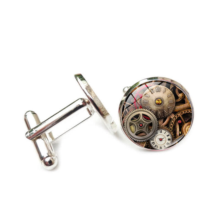 Gemelli con motivo a ingranaggi steampunk vintage - Stile n. 8 - image 11