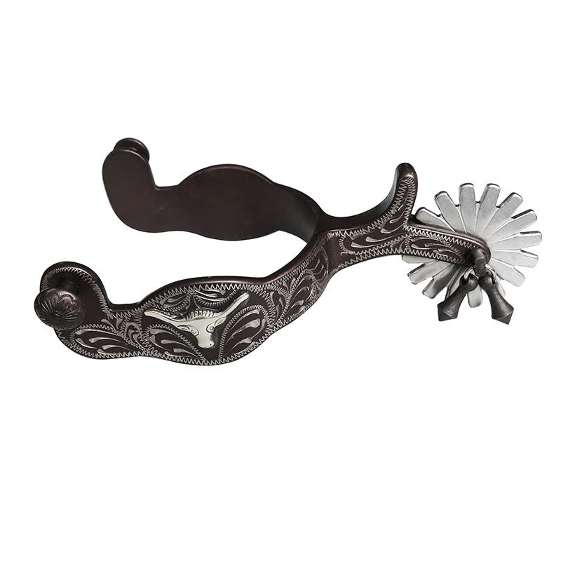 Speroni da cowboy intagliati a mano in argento di Halloween - image 0