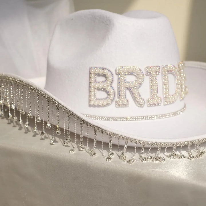 Cappello da cowboy con nappa e perle intarsiate BRIDE - image 0