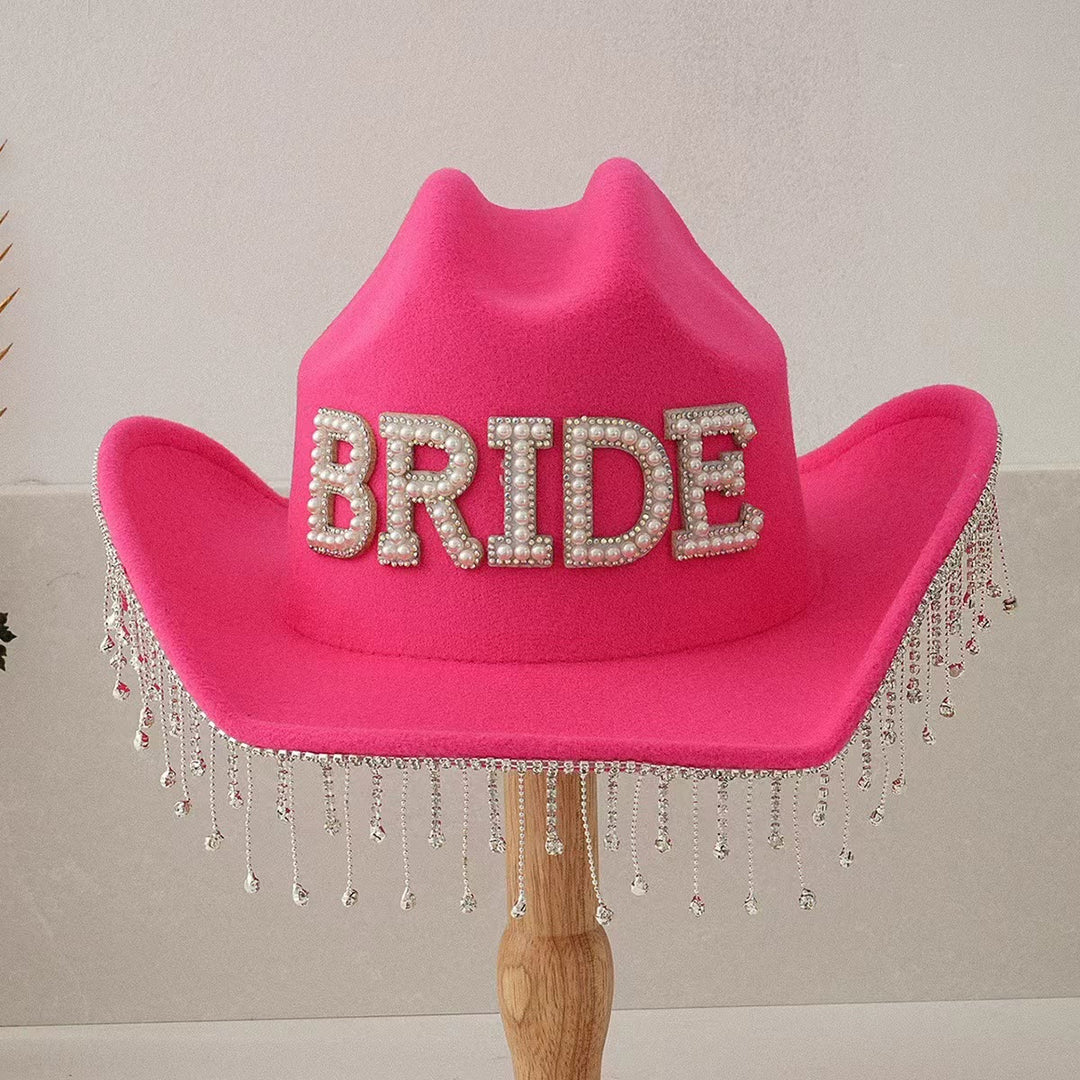Cappello da cowboy con nappa e perle intarsiate BRIDE - Rosso - Regolabile (circa 21 5/8"-23 1/4") - image 5