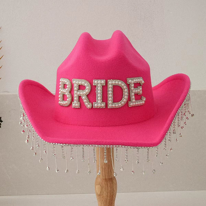 Cappello da cowboy con nappa e perle intarsiate BRIDE - Rosso - Regolabile (circa 21 5/8"-23 1/4") - image 5
