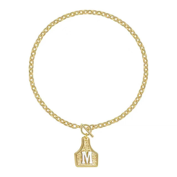 Collana con ciondolo in rilievo con lettera squisita in oro e argento - image 2