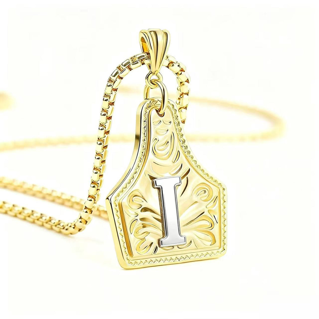 Collana con ciondolo in rilievo con lettera squisita in oro e argento - D'oro - I - image 12