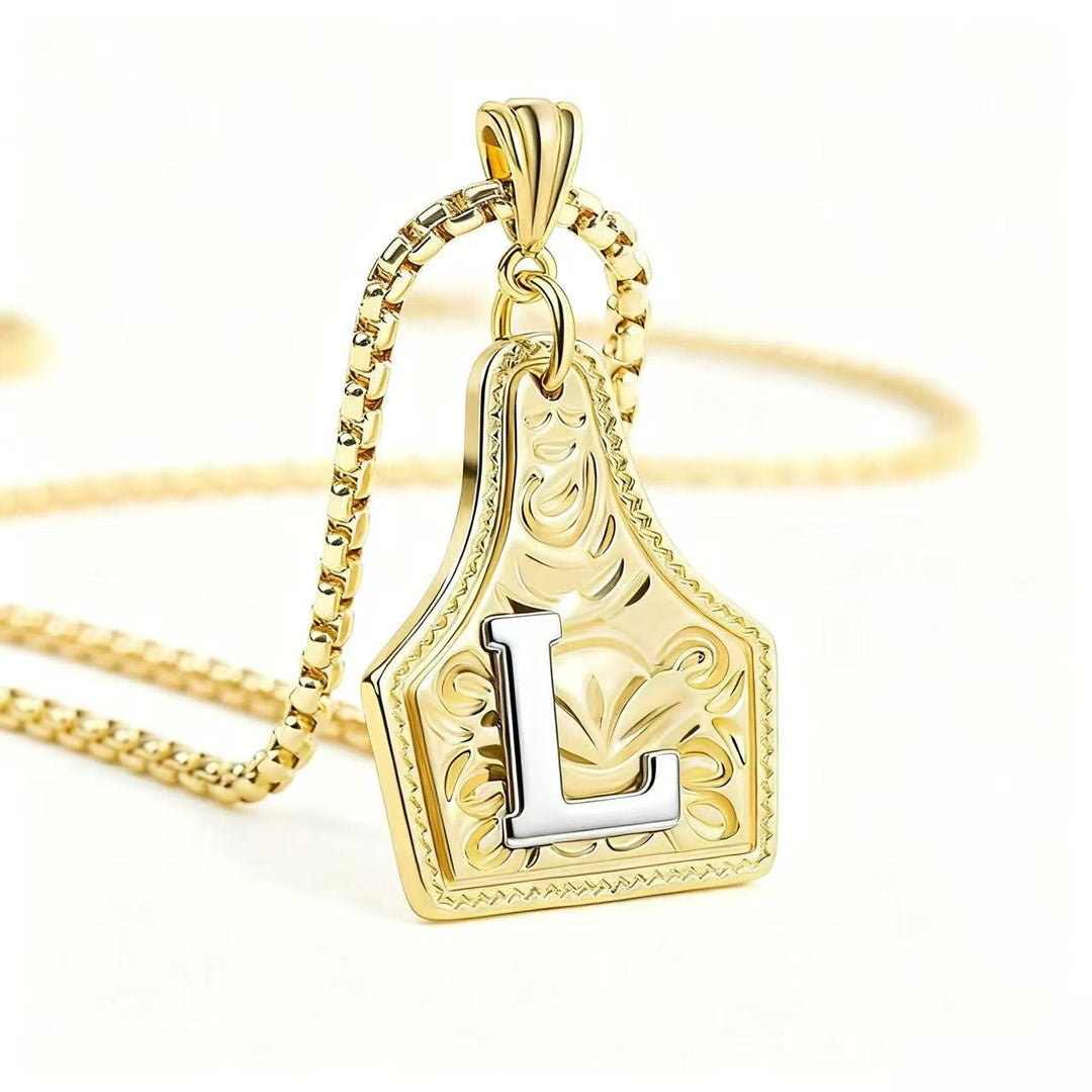 Collana con ciondolo in rilievo con lettera squisita in oro e argento - D'oro - L - image 15