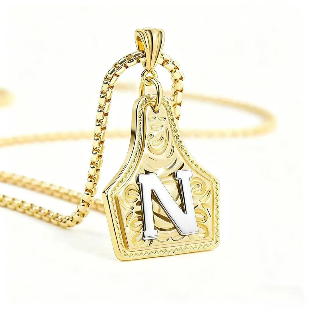 Collana con ciondolo in rilievo con lettera squisita in oro e argento - D'oro - N - image 17