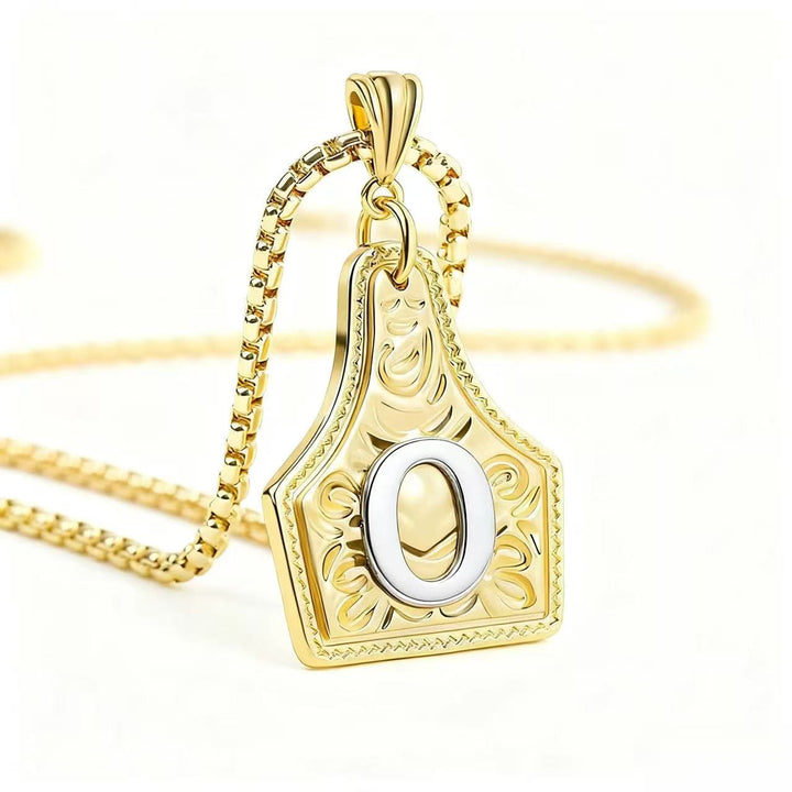 Collana con ciondolo in rilievo con lettera squisita in oro e argento - D'oro - O - image 18