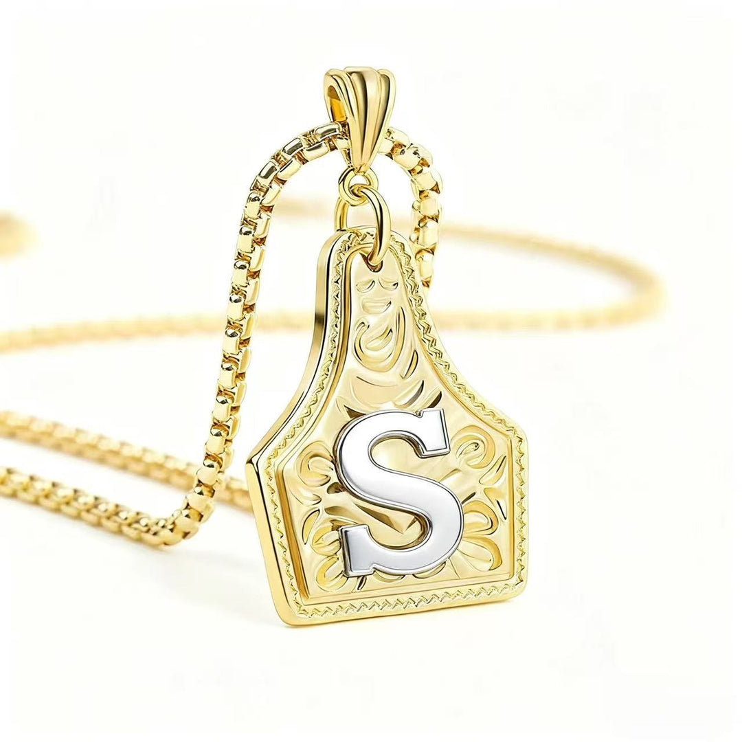 Collana con ciondolo in rilievo con lettera squisita in oro e argento - D'oro - S - image 22