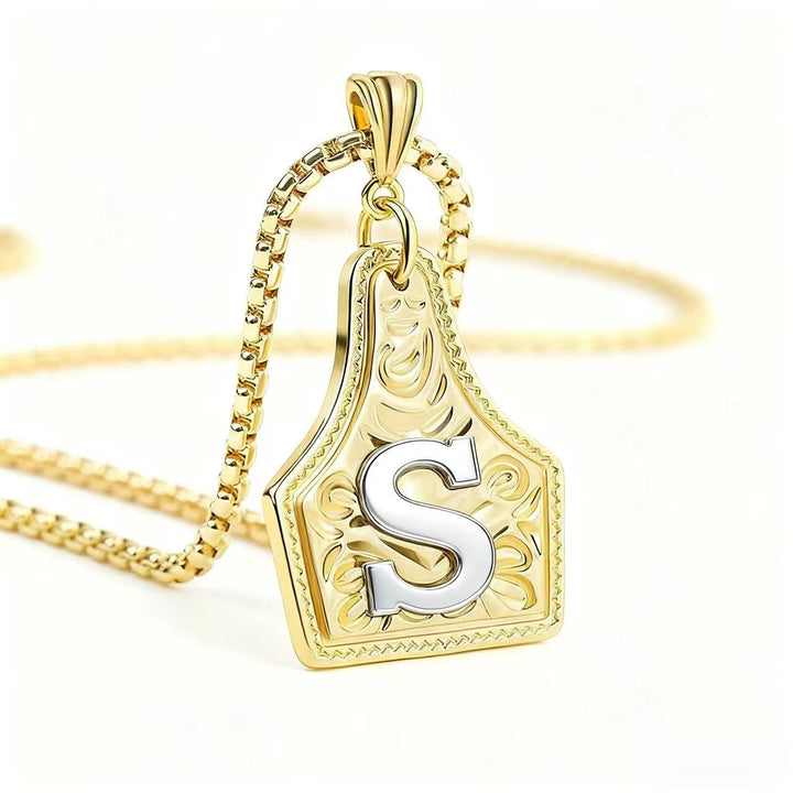 Collana con ciondolo in rilievo con lettera squisita in oro e argento - D'oro - S - image 22