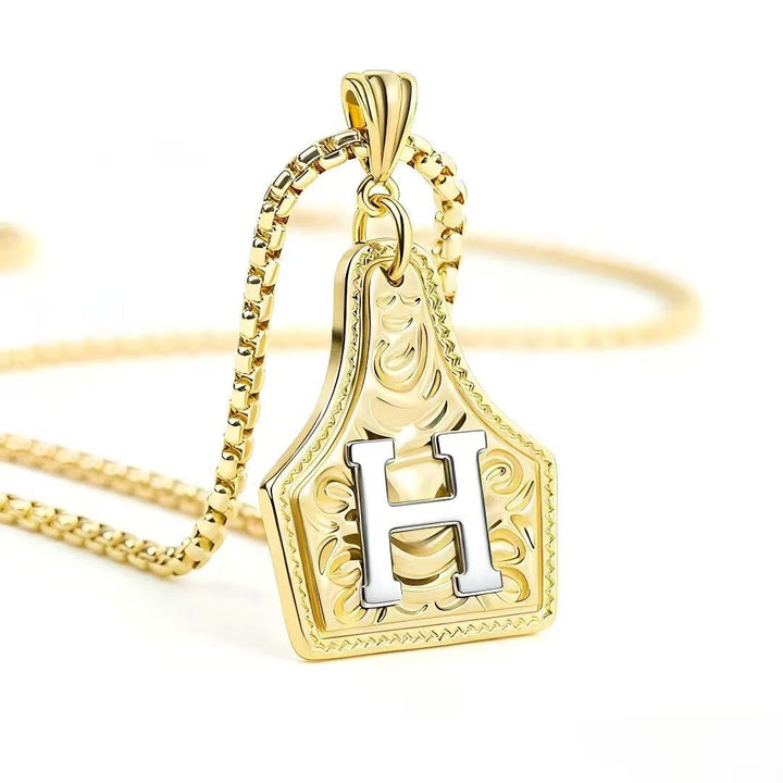 Collana con ciondolo in rilievo con lettera squisita in oro e argento - D'oro - H - image 11
