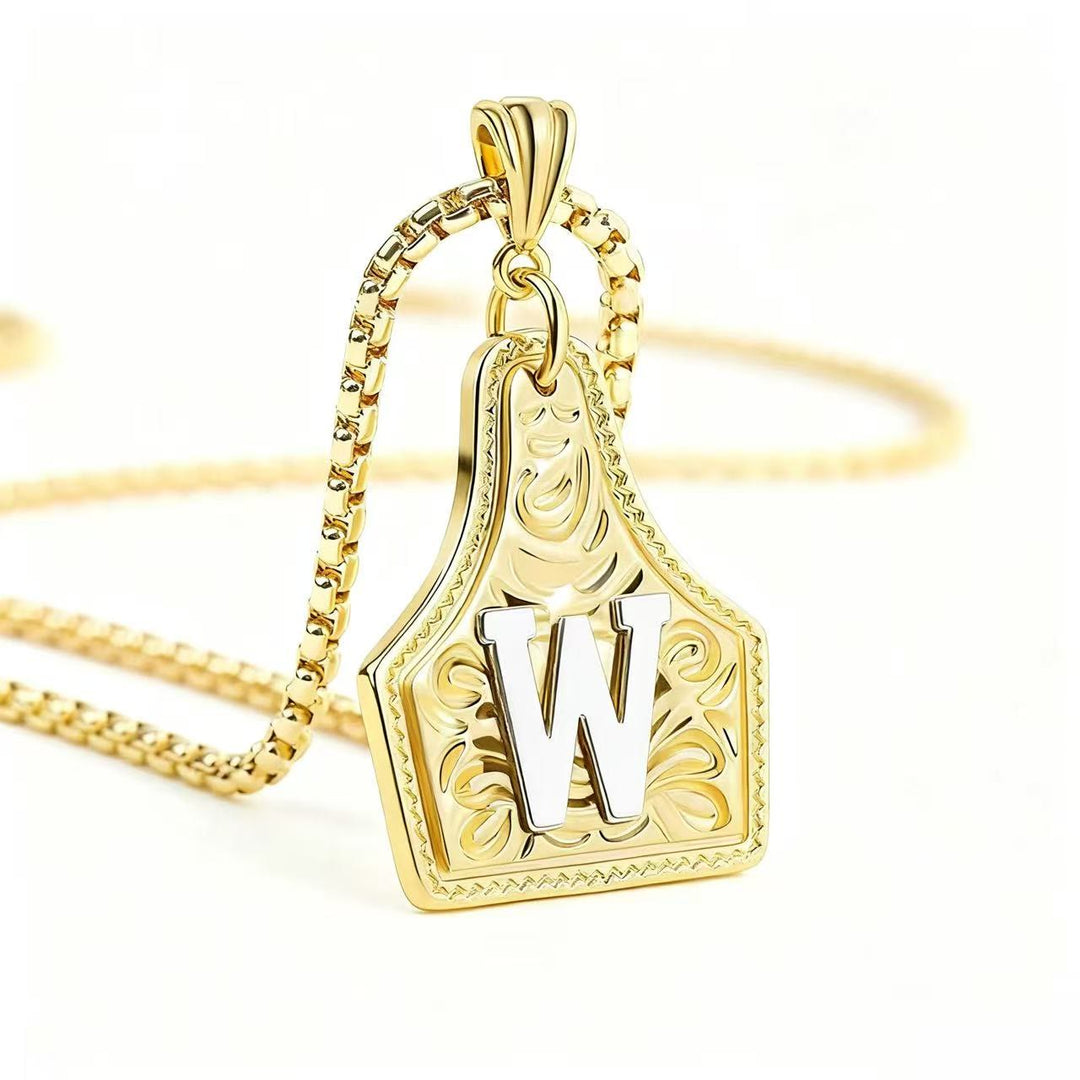 Collana con ciondolo in rilievo con lettera squisita in oro e argento - D'oro - W - image 26