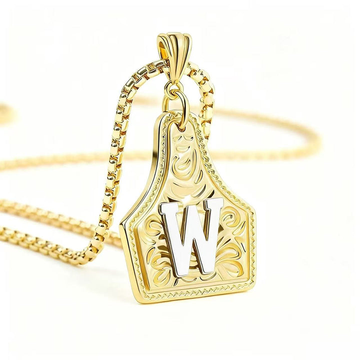 Collana con ciondolo in rilievo con lettera squisita in oro e argento - D'oro - W - image 26