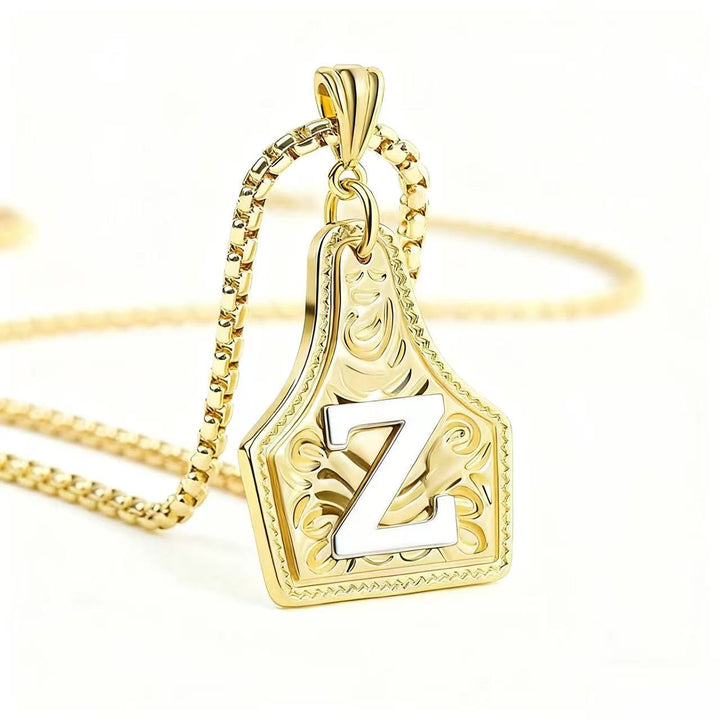 Collana con ciondolo in rilievo con lettera squisita in oro e argento - D'oro - Z - image 29
